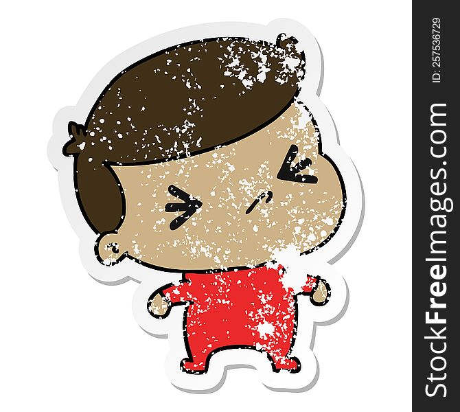 distressed sticker cartoon of a kawaii cute cross baby