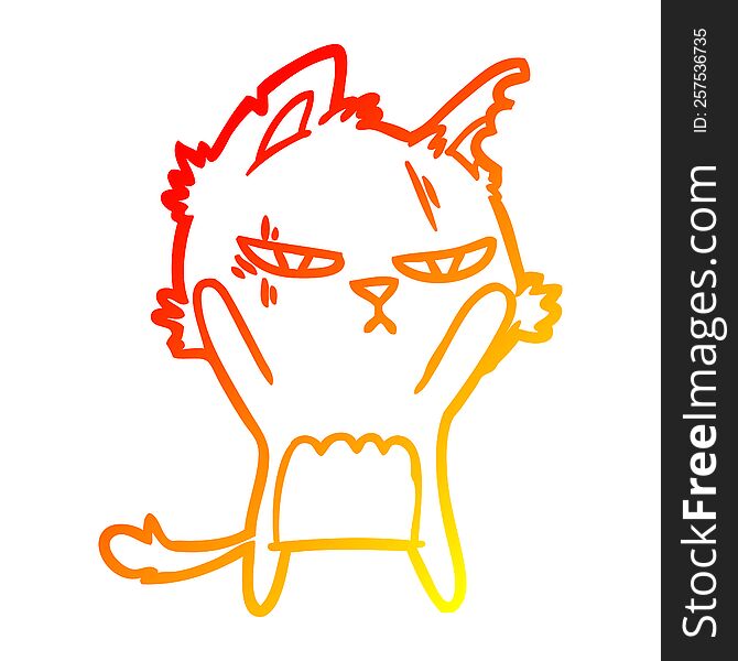 Warm Gradient Line Drawing Tough Cartoon Cat