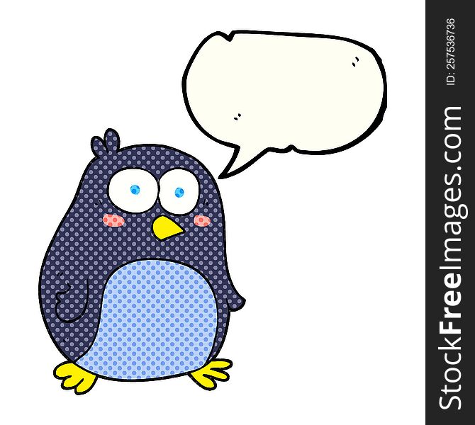 Comic Book Speech Bubble Cartoon Penguin