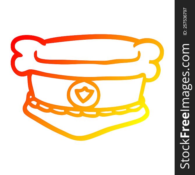 warm gradient line drawing of a cartoon police hat