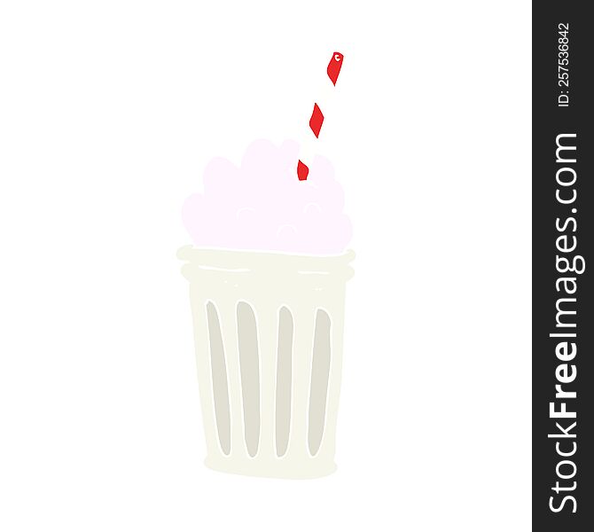 Flat Color Illustration Of A Cartoon Milkshake