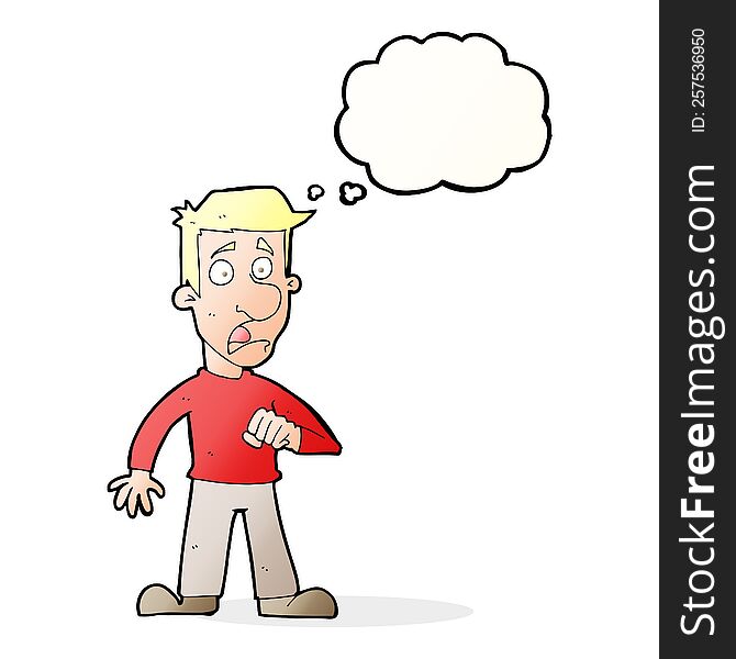 cartoon shocked man with thought bubble