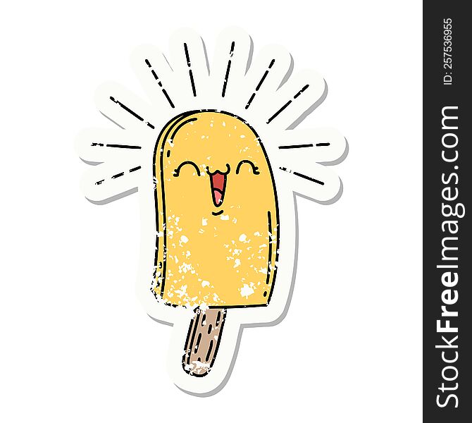 Grunge Sticker Of Tattoo Style Ice Lolly