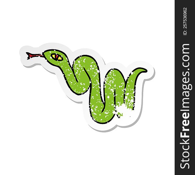 hand drawn distressed sticker cartoon doodle of a garden snake