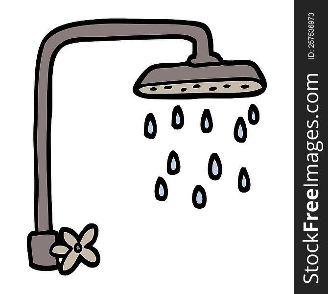 hand drawn doodle style cartoon shower head