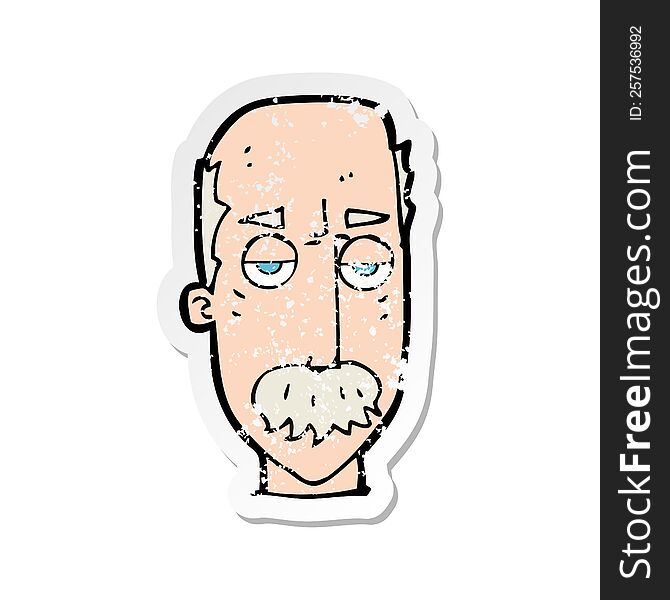 Retro Distressed Sticker Of A Cartoon Bored Old Man
