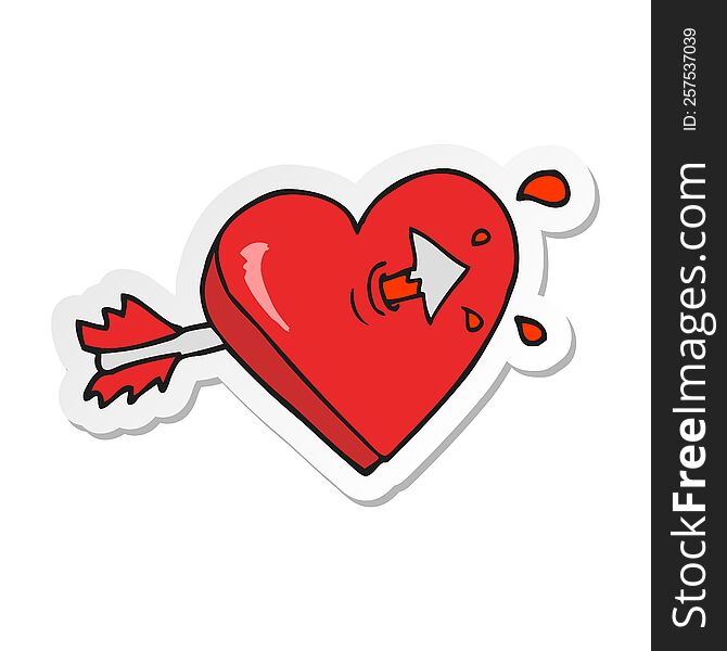 Sticker Of A Cartoon Arrow Through Heart Cartoon