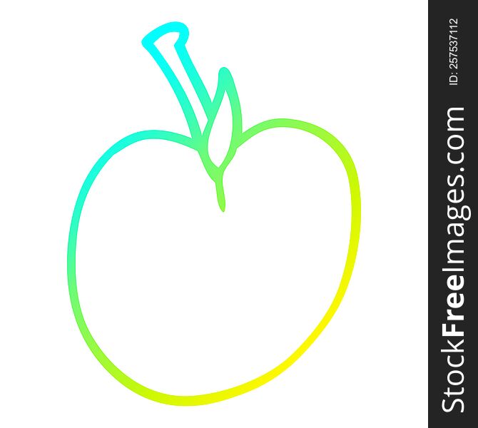 Cold Gradient Line Drawing Cartoon Of An Apple