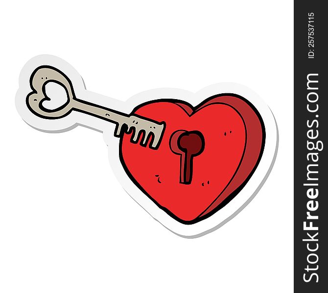 Sticker Of A Cartoon Heart With Keyhole