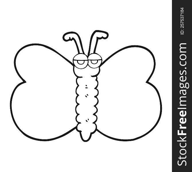 black and white cartoon butterfly