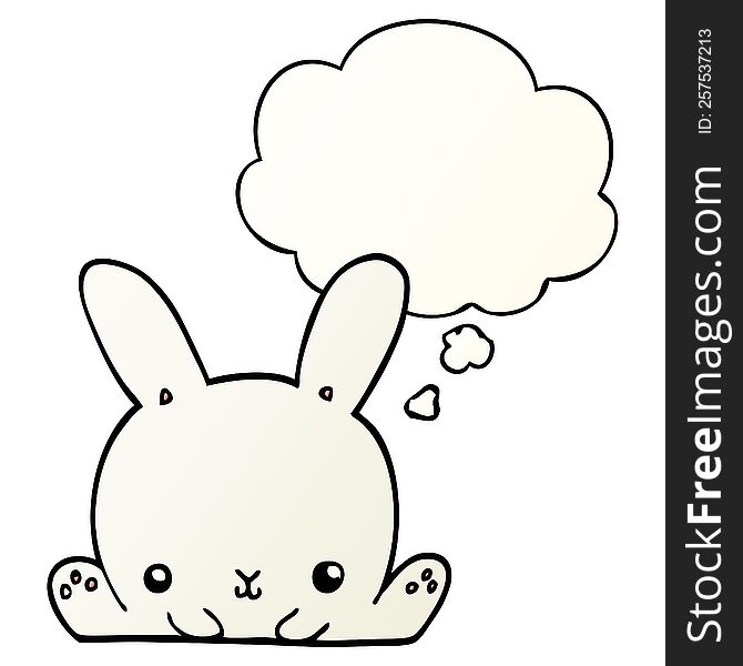 Cartoon Rabbit And Thought Bubble In Smooth Gradient Style