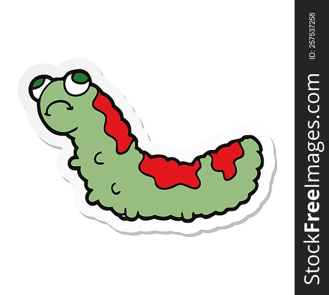 sticker of a cartoon unhappy caterpillar