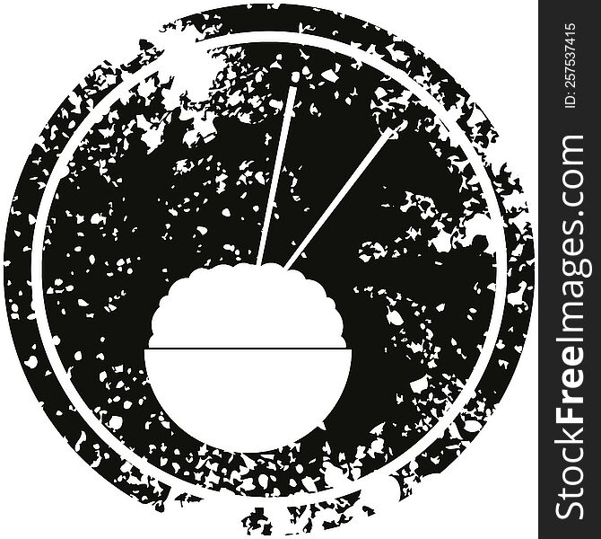 Rice bowl circular distressed symbol vector illustration