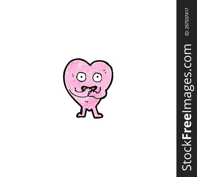 funny pink heart cartoon character