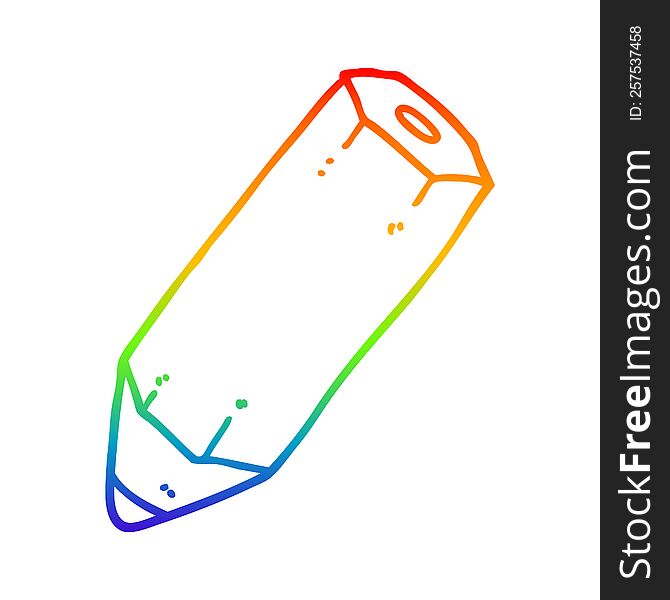 rainbow gradient line drawing of a cartoon pencil