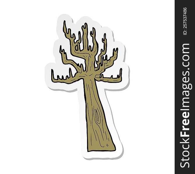 sticker of a old bare tree cartoon