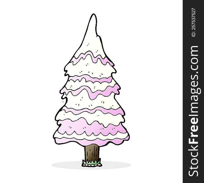 cartoon pink snowy tree