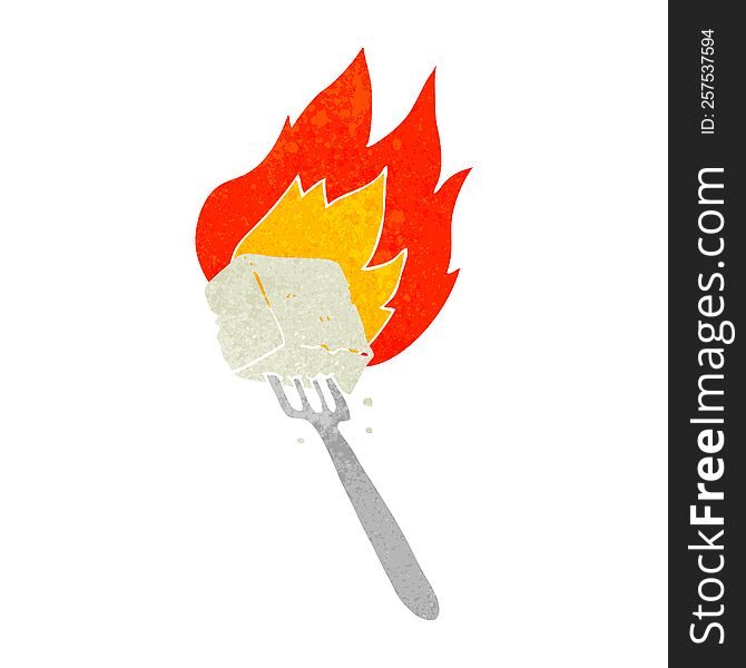 Retro Cartoon Flaming Tofu On Fork