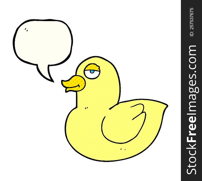 freehand drawn comic book speech bubble cartoon duck