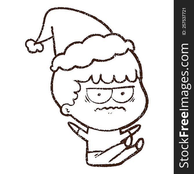 Christmas Man Charcoal Drawing
