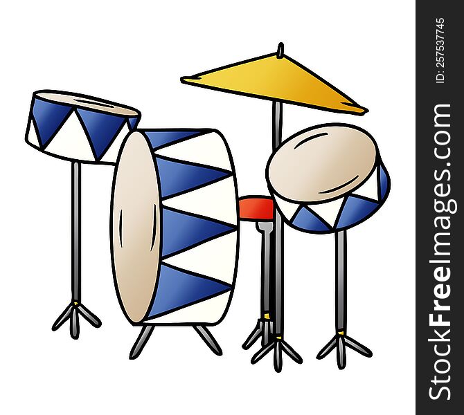 hand drawn gradient cartoon doodle of a drum kit