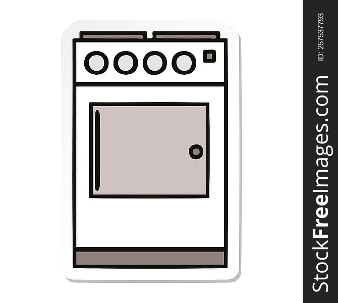 sticker of a cute cartoon oven and cooker