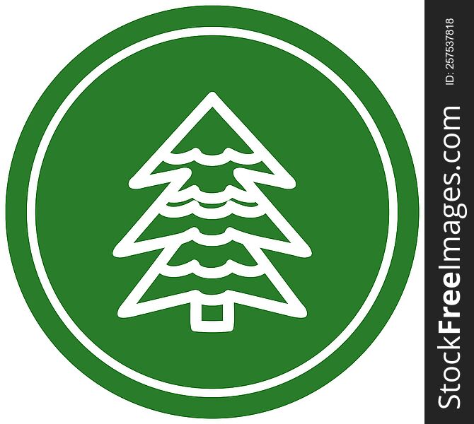 snowy tree circular icon symbol