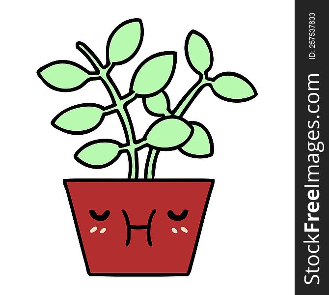 cartoon of a peaceful house plant just growing there giving you that super healthy clean oxygen