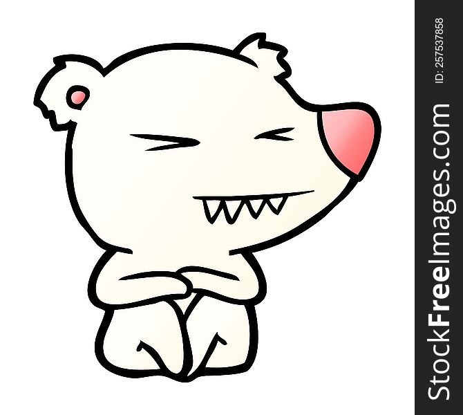 angry polar bear cartoon sitting. angry polar bear cartoon sitting