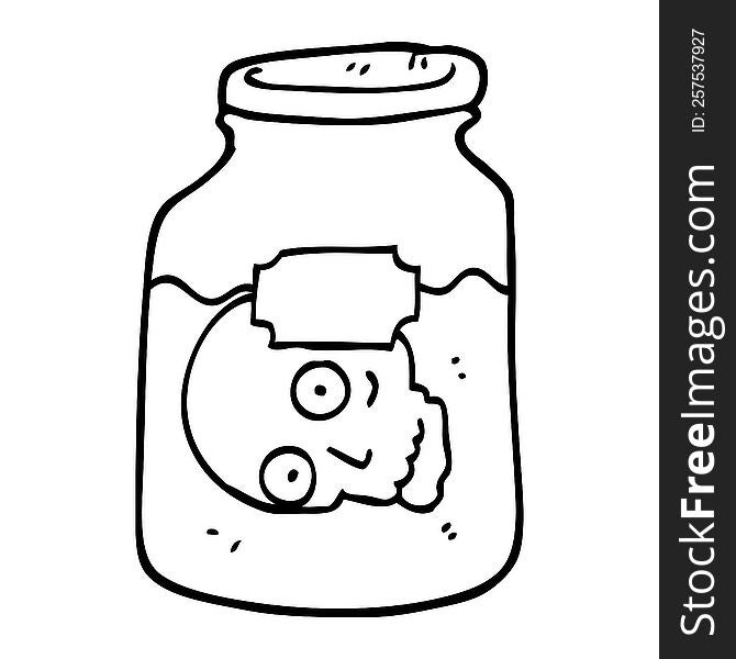 Black And White Cartoon Head In Jar