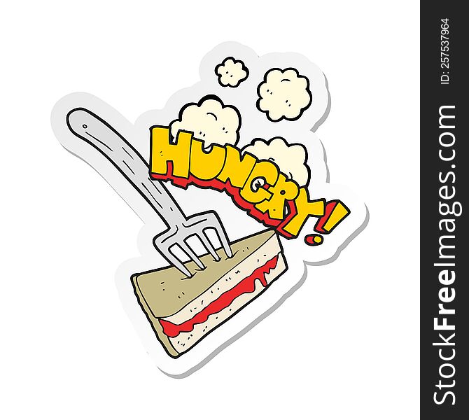 sticker of a cartoon cake with fork