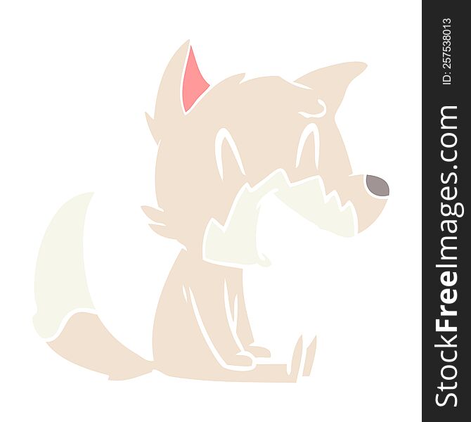 Laughing Fox Flat Color Style Cartoon