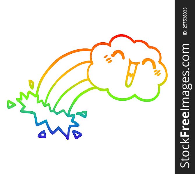 rainbow gradient line drawing cartoon rainbow rain cloud