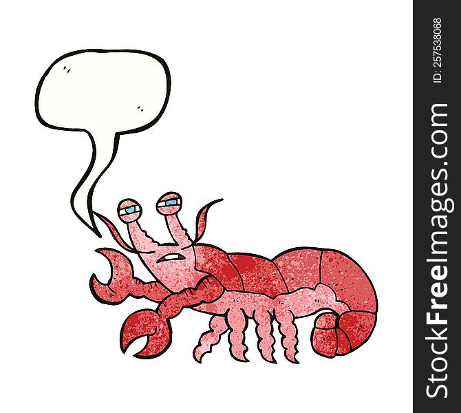 freehand speech bubble textured cartoon lobster