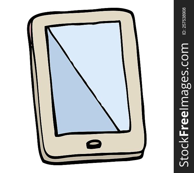 hand drawn doodle style cartoon computer tablet