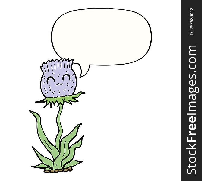 Cartoon Thistle And Speech Bubble