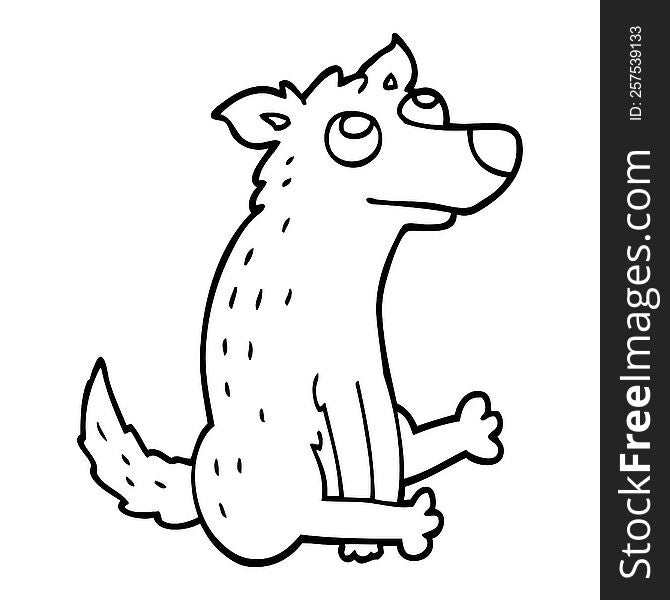 line drawing cartoon dog sitting