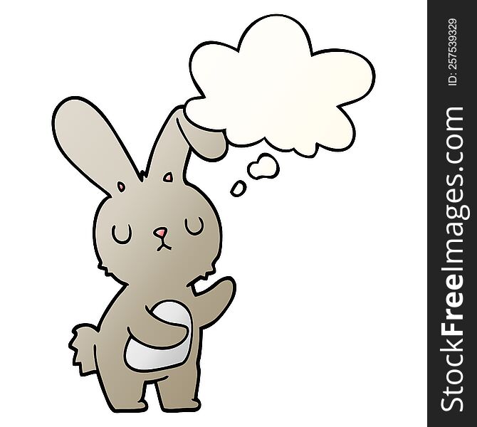 Cute Cartoon Rabbit And Thought Bubble In Smooth Gradient Style