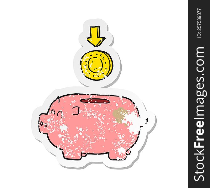 retro distressed sticker of a cartoon piggy bank