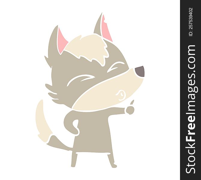 Flat Color Style Cartoon Wolf Pouting