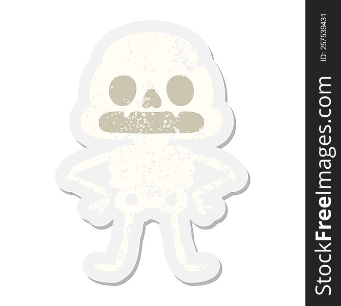 Confident Spooky Skeleton Grunge Sticker