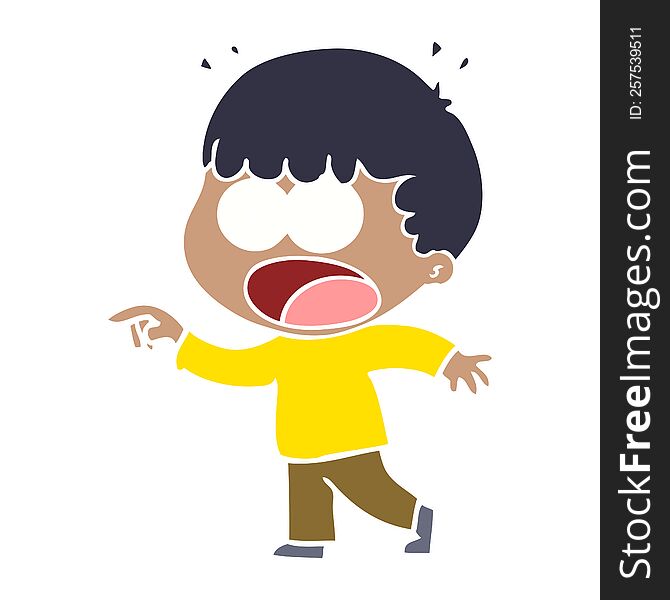 flat color style cartoon shocked man pointing