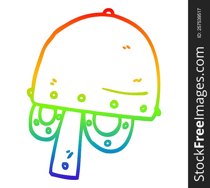 Rainbow Gradient Line Drawing Cartoon Viking Helmet