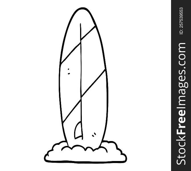 black and white cartoon surf board