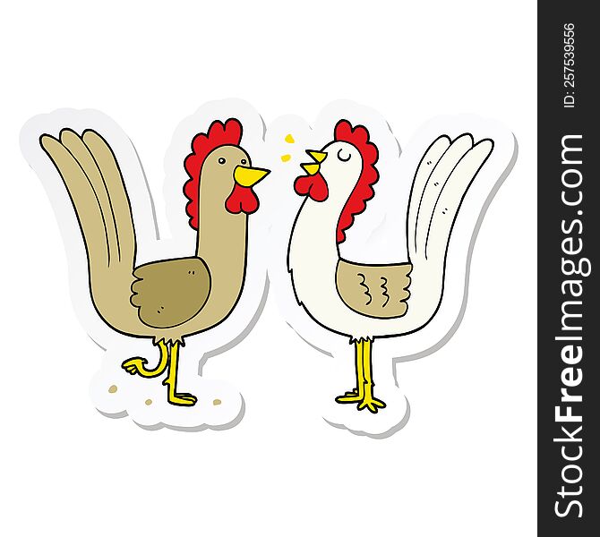 Sticker Of A Cartoon Chickens