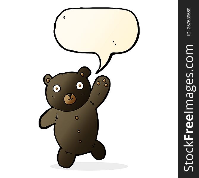 Cartoon Cute Black Teddy Bear With Speech Bubble