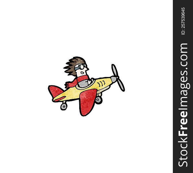 cartoon pilot in plane