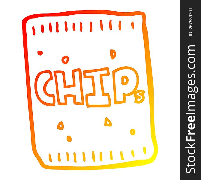 warm gradient line drawing of a cartoon packet of chips