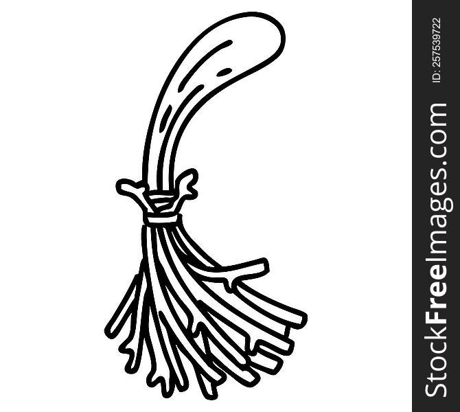 line doodle old style broom stick. line doodle old style broom stick