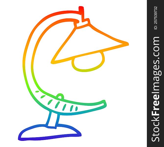 rainbow gradient line drawing of a cartoon desk lamp